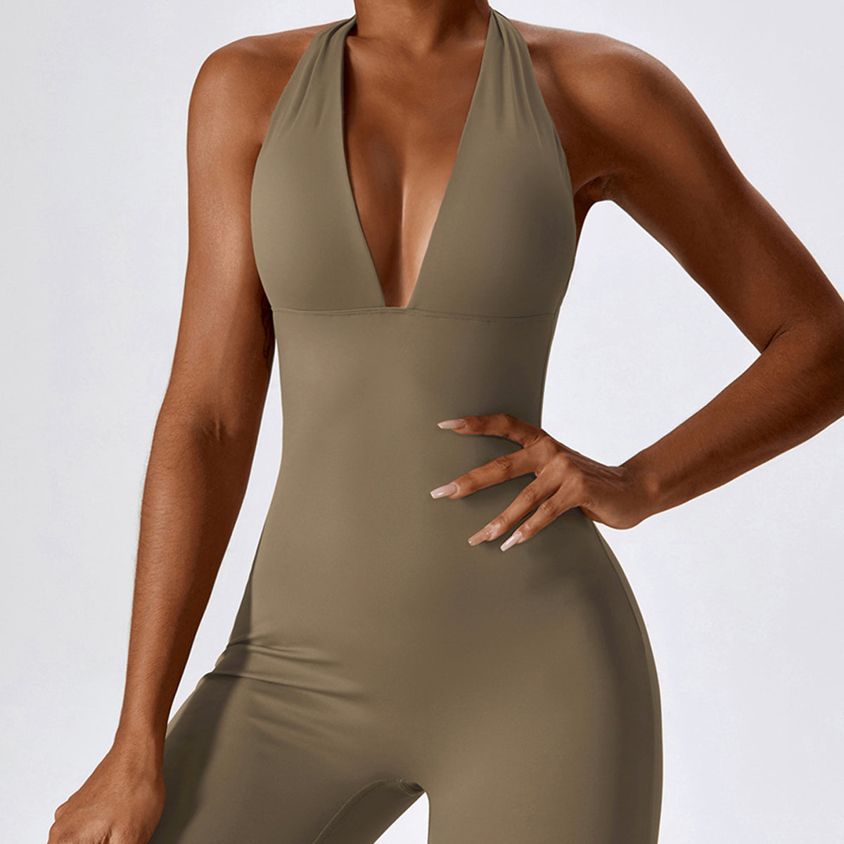 Halter Deep-V Neck Yoga Jumpsuit