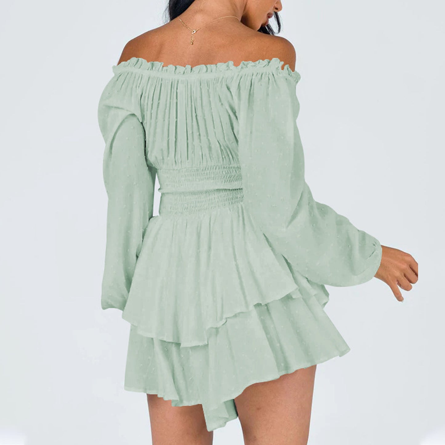 Off Shoulder Long Sleeve Romper