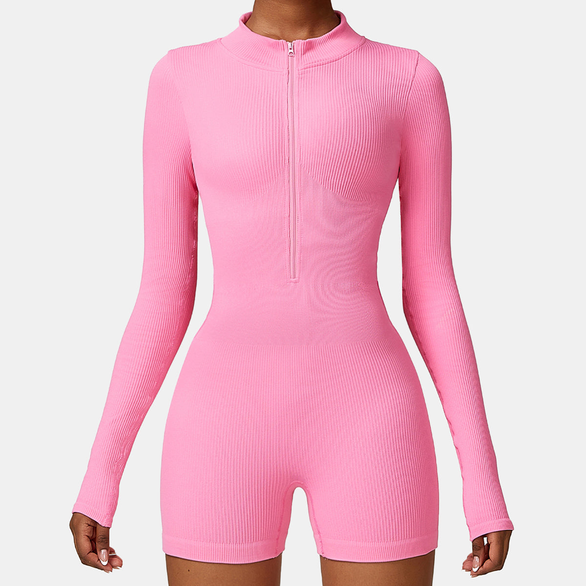 Seamless Zipper Long Sleeve Yoga Romper