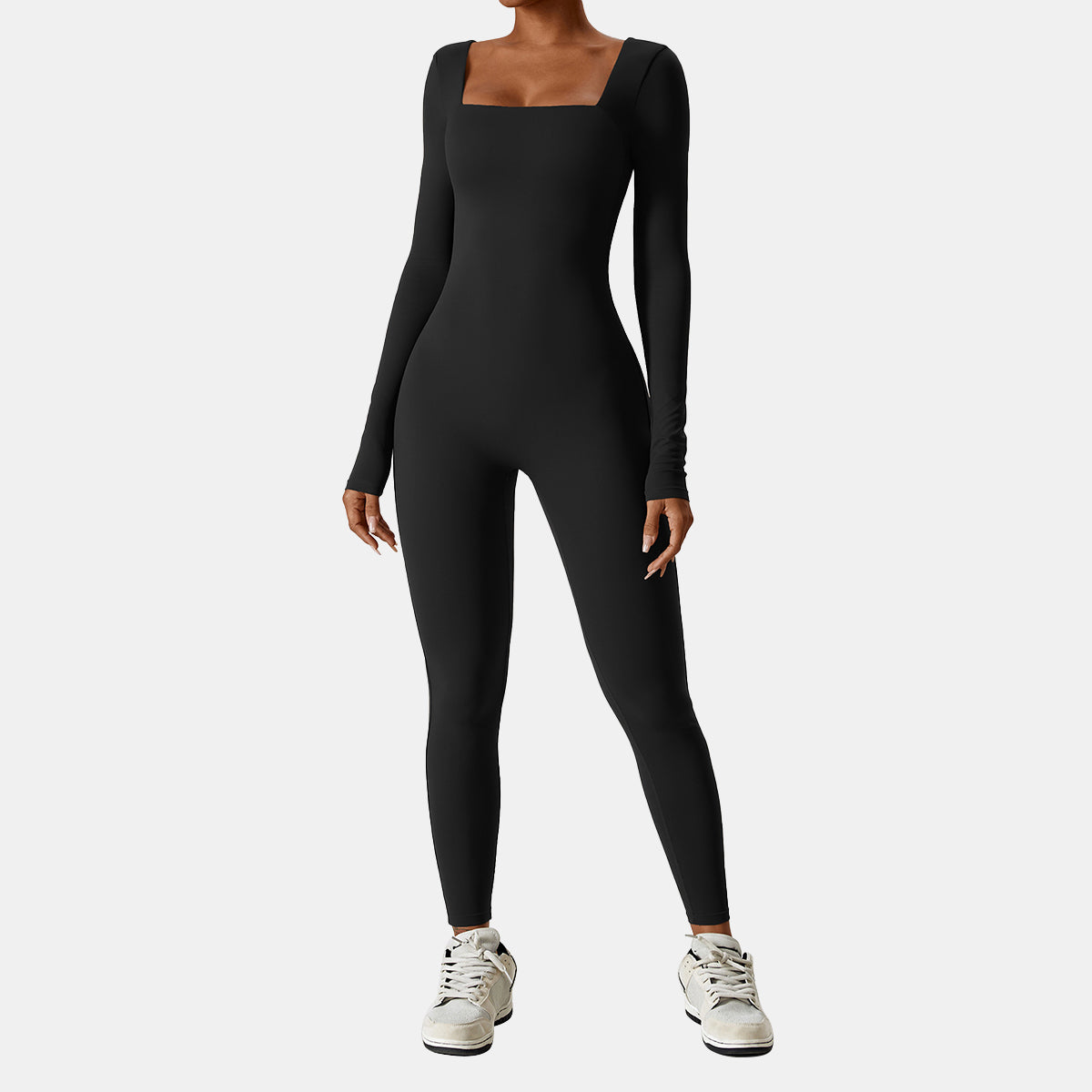 Square Neck Long Sleeve Yoga Jumpsuit