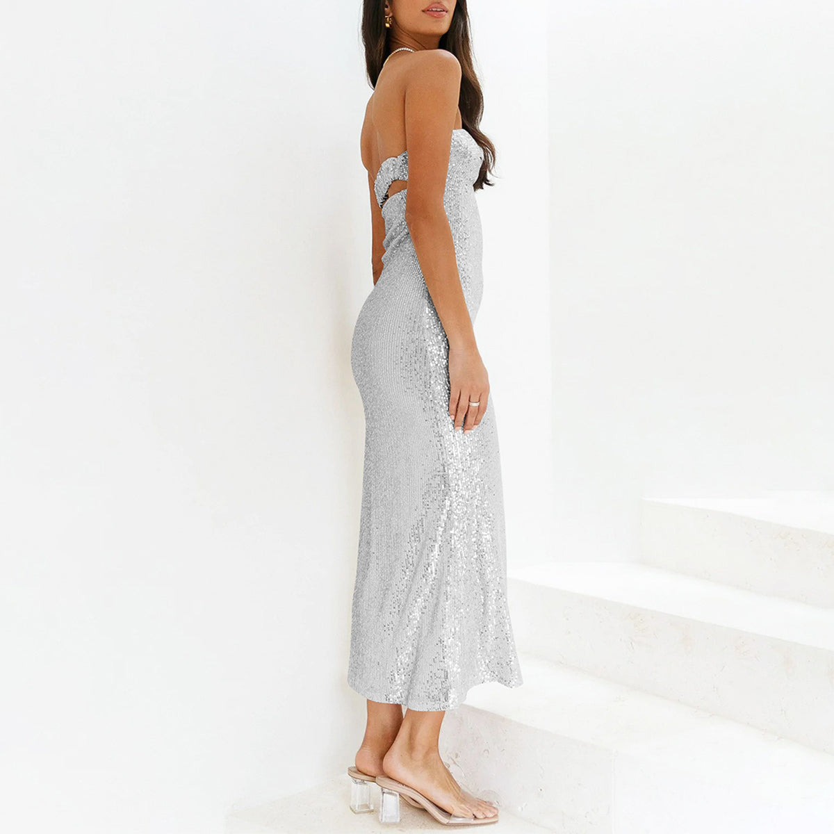 Sequin Strapless Maxi Dress