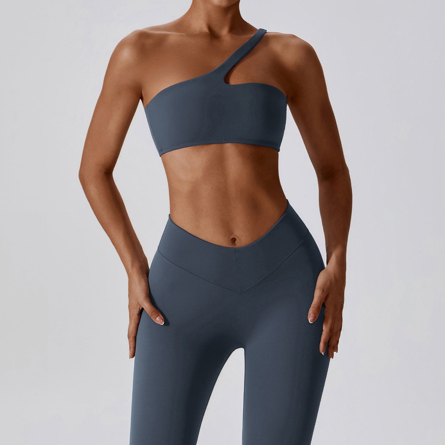 Irregular One Shoulder Workout Bra & Leggings Set