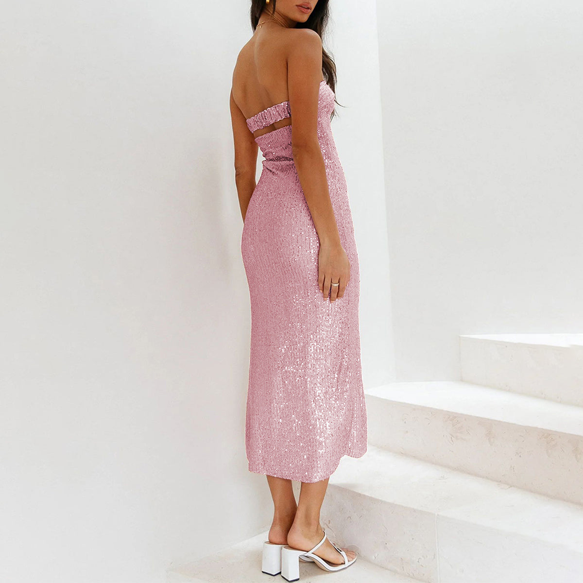 Sequin Strapless Maxi Dress