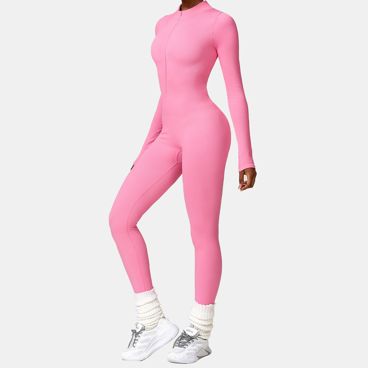 Seamless Zipper Long Sleeve Yoga Jumpsuit