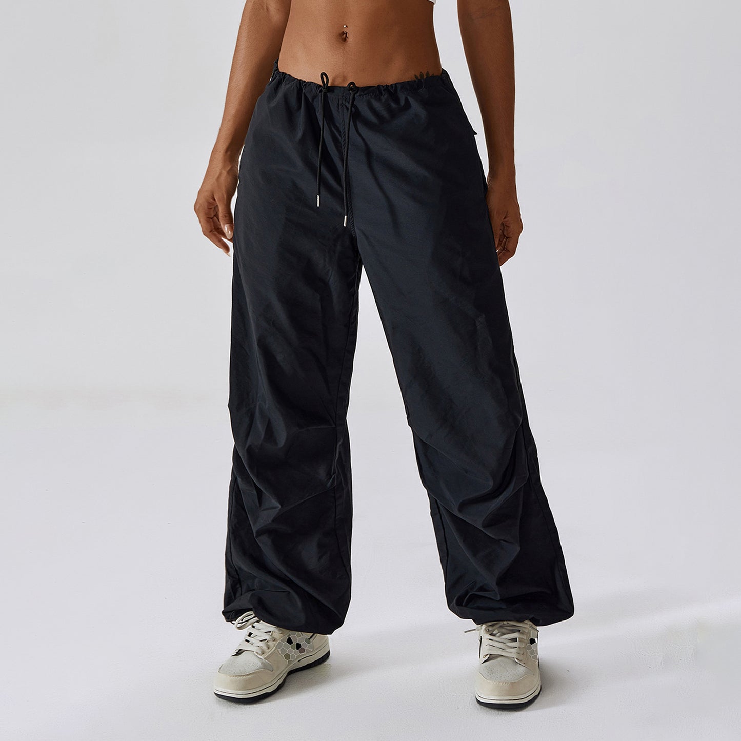 High Waisted Drawstring Pocket Casual Cargo Joggers