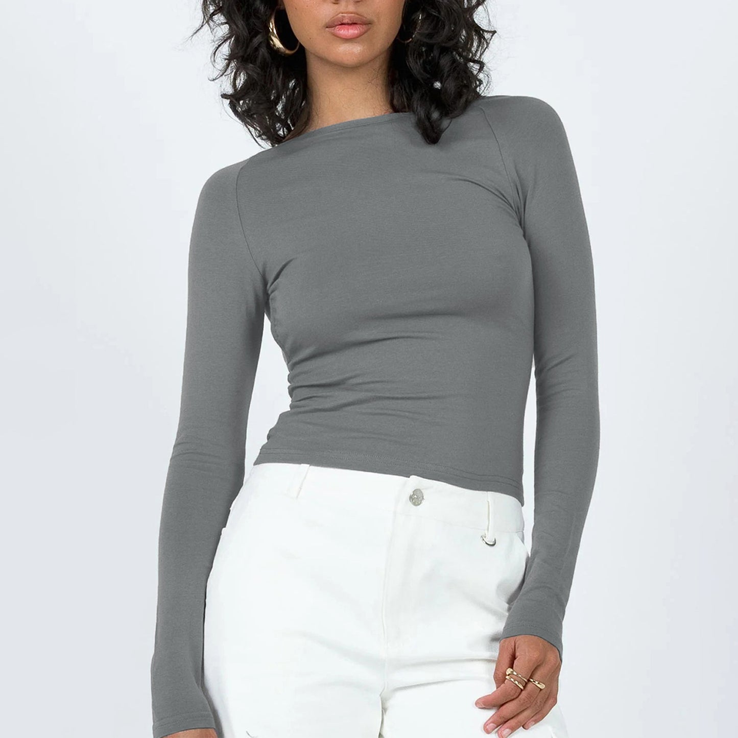 Long Sleeve Open Back T-shirt