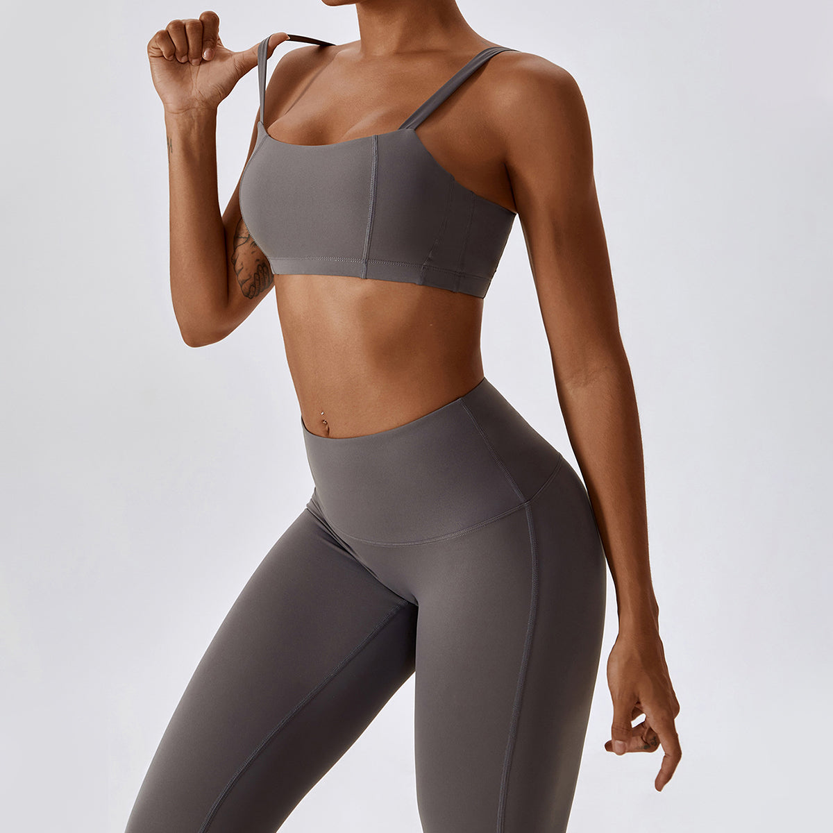 Square Neck Sports Bra - Cherri