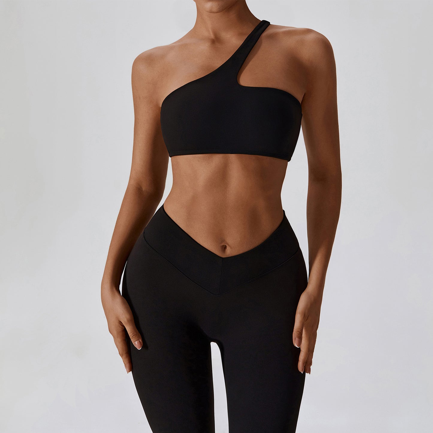 Irregular One Shoulder Workout Bra & Leggings Set