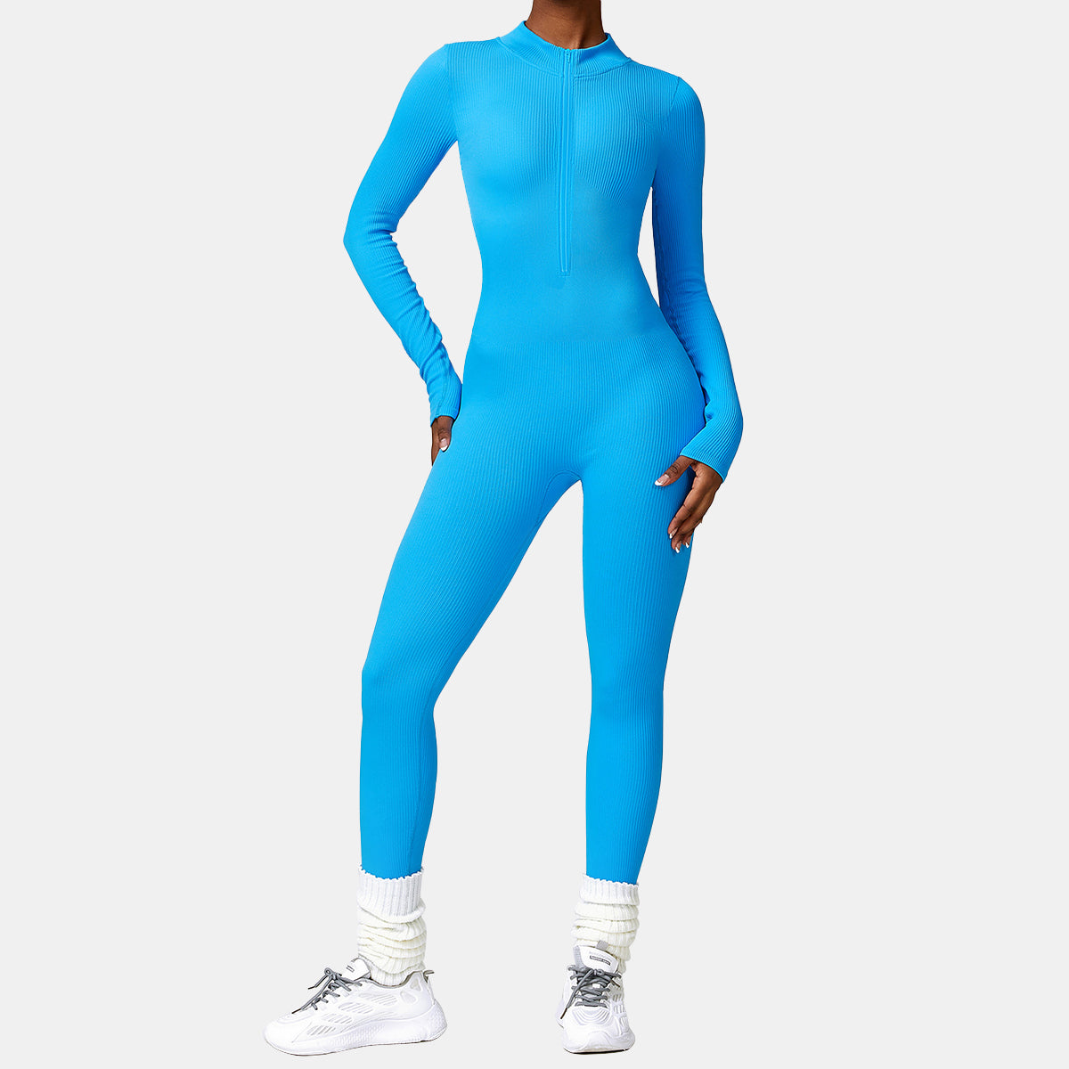 Seamless Zipper Long Sleeve Yoga Jumpsuit