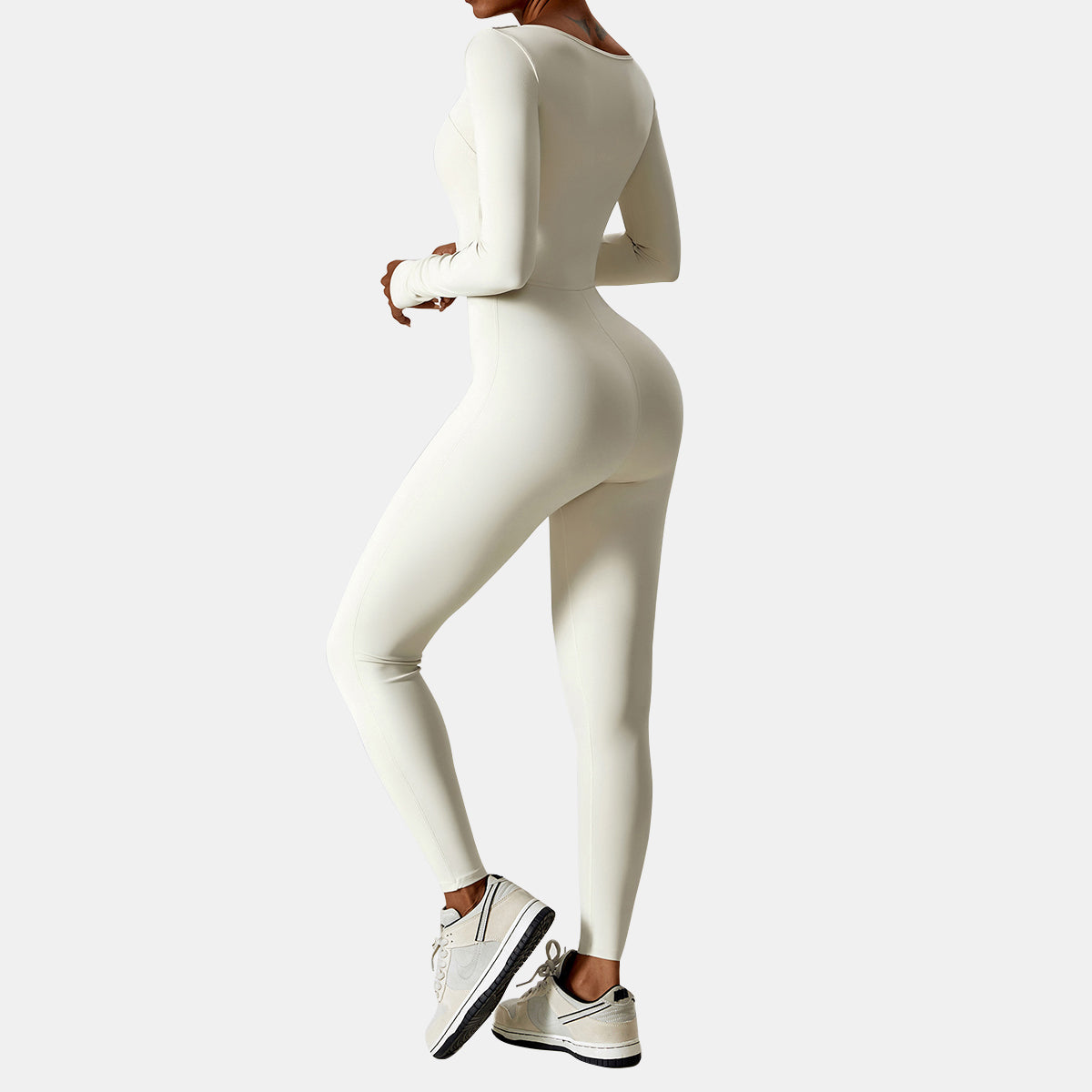 Square Neck Long Sleeve Yoga Jumpsuit