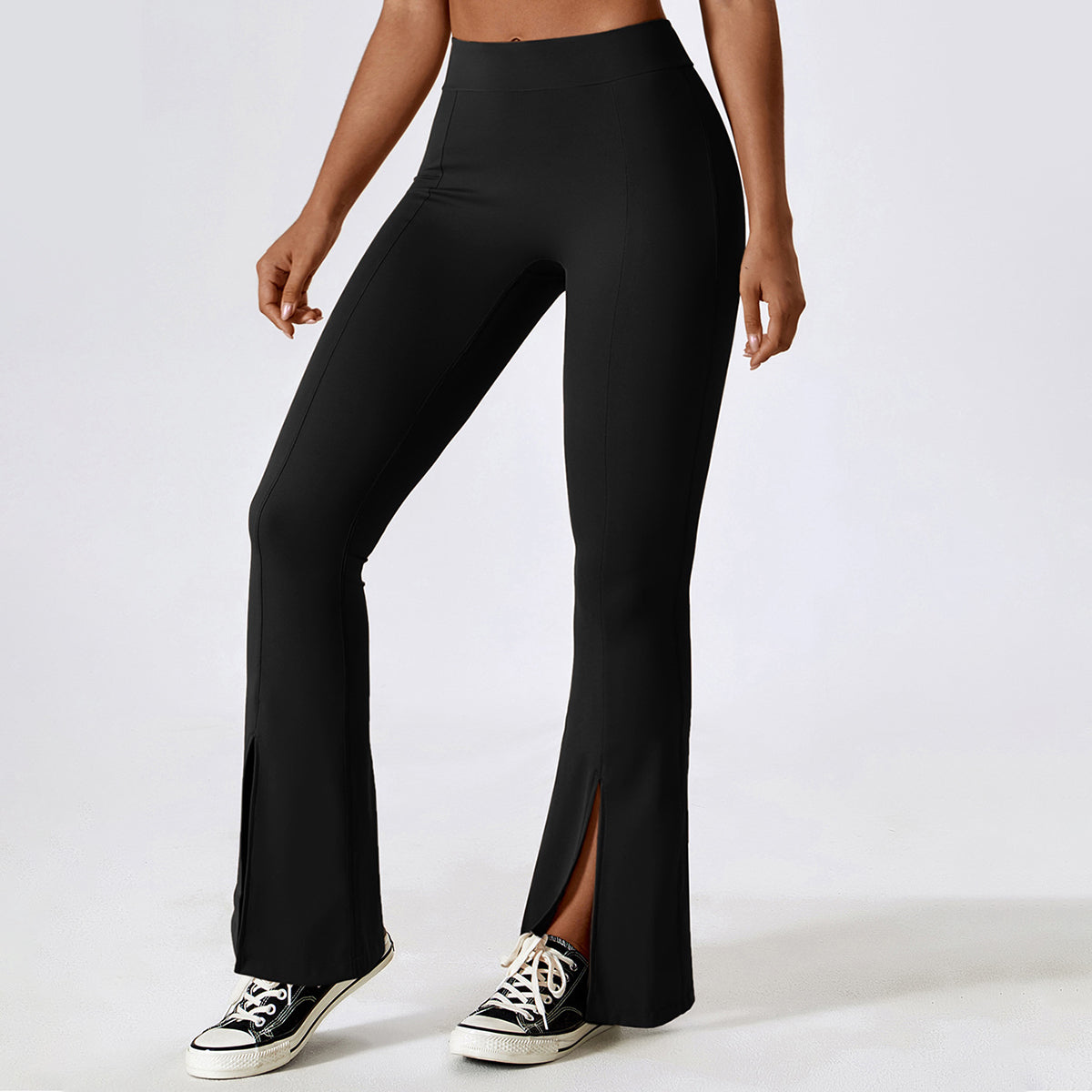 High Waisted Split Hem Flare Leggings