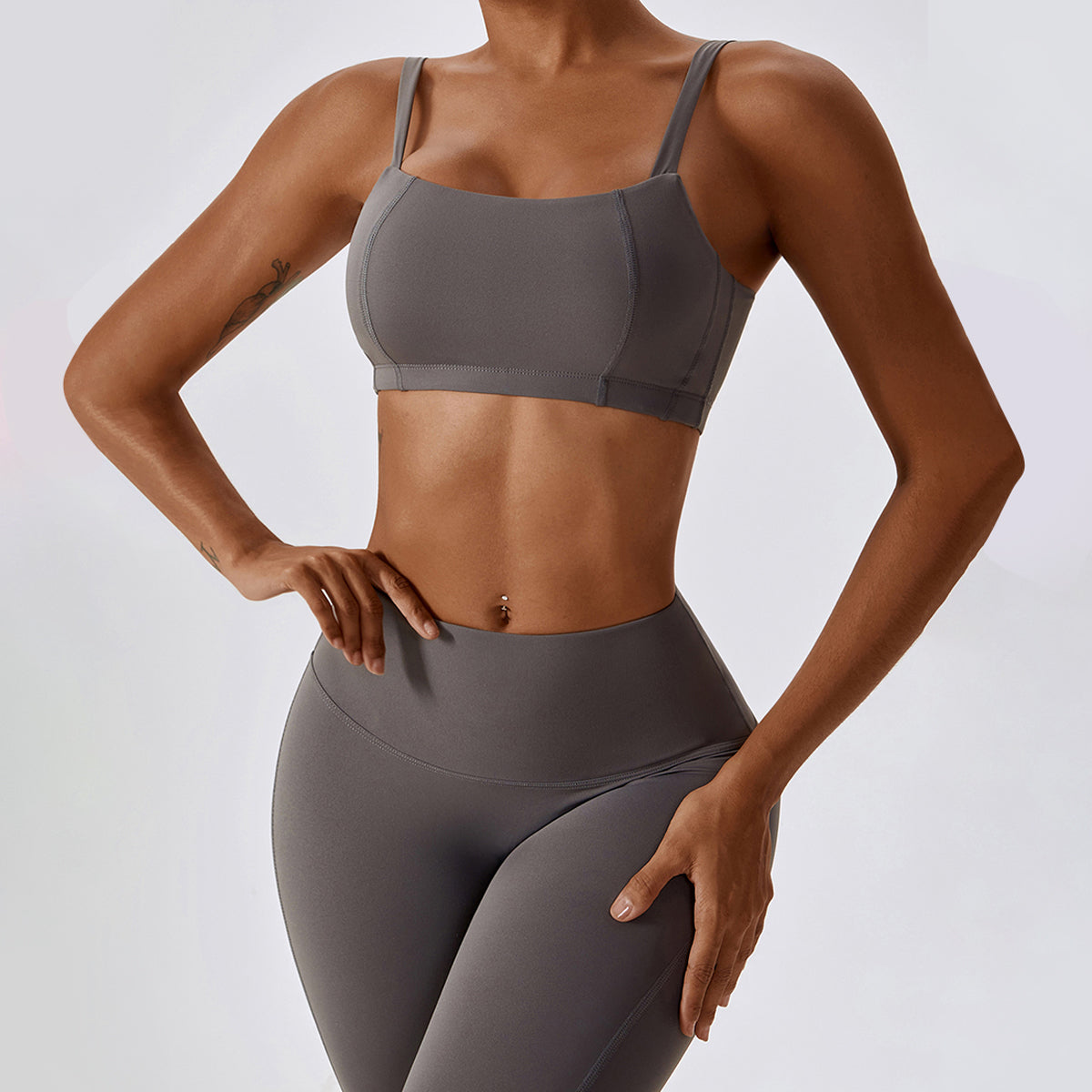 Square Neck Sports Bra - Cherri