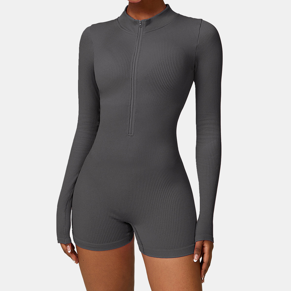 Seamless Zipper Long Sleeve Yoga Romper