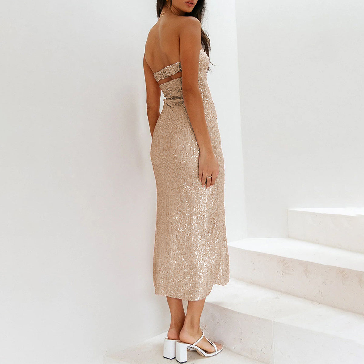 Sequin Strapless Maxi Dress