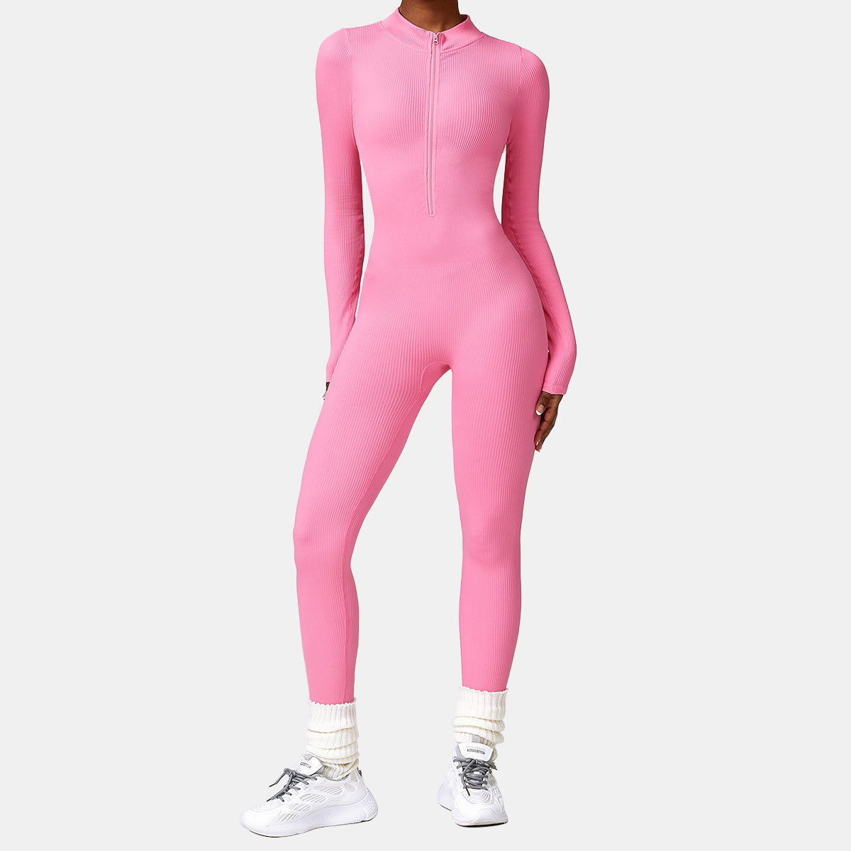 Seamless Zipper Long Sleeve Yoga Jumpsuit