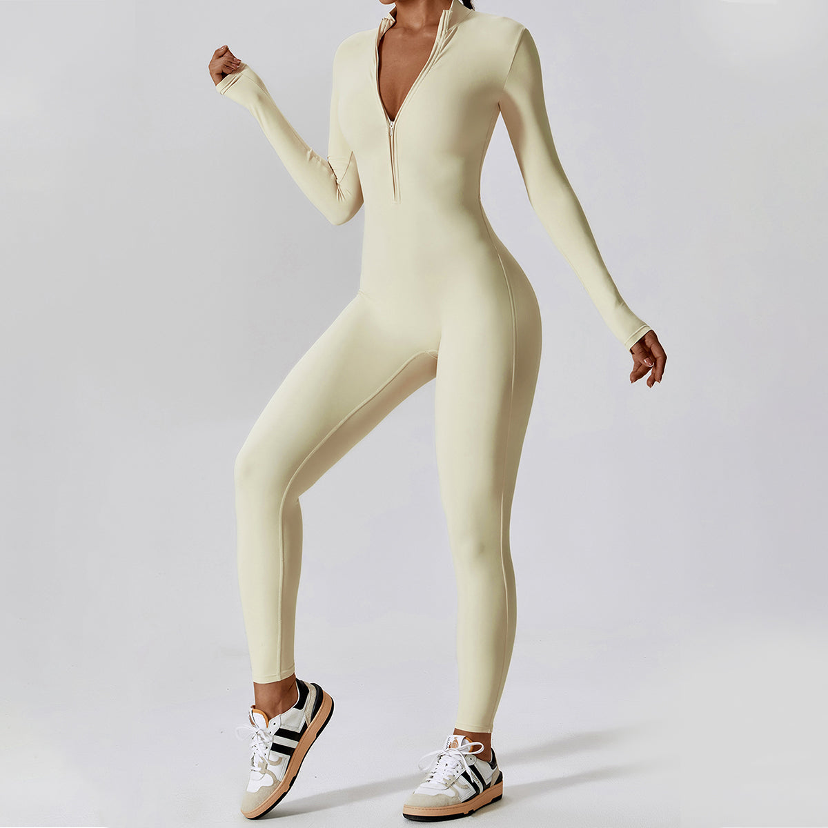 Zipper Long Sleeve Yoga Jumpsuit