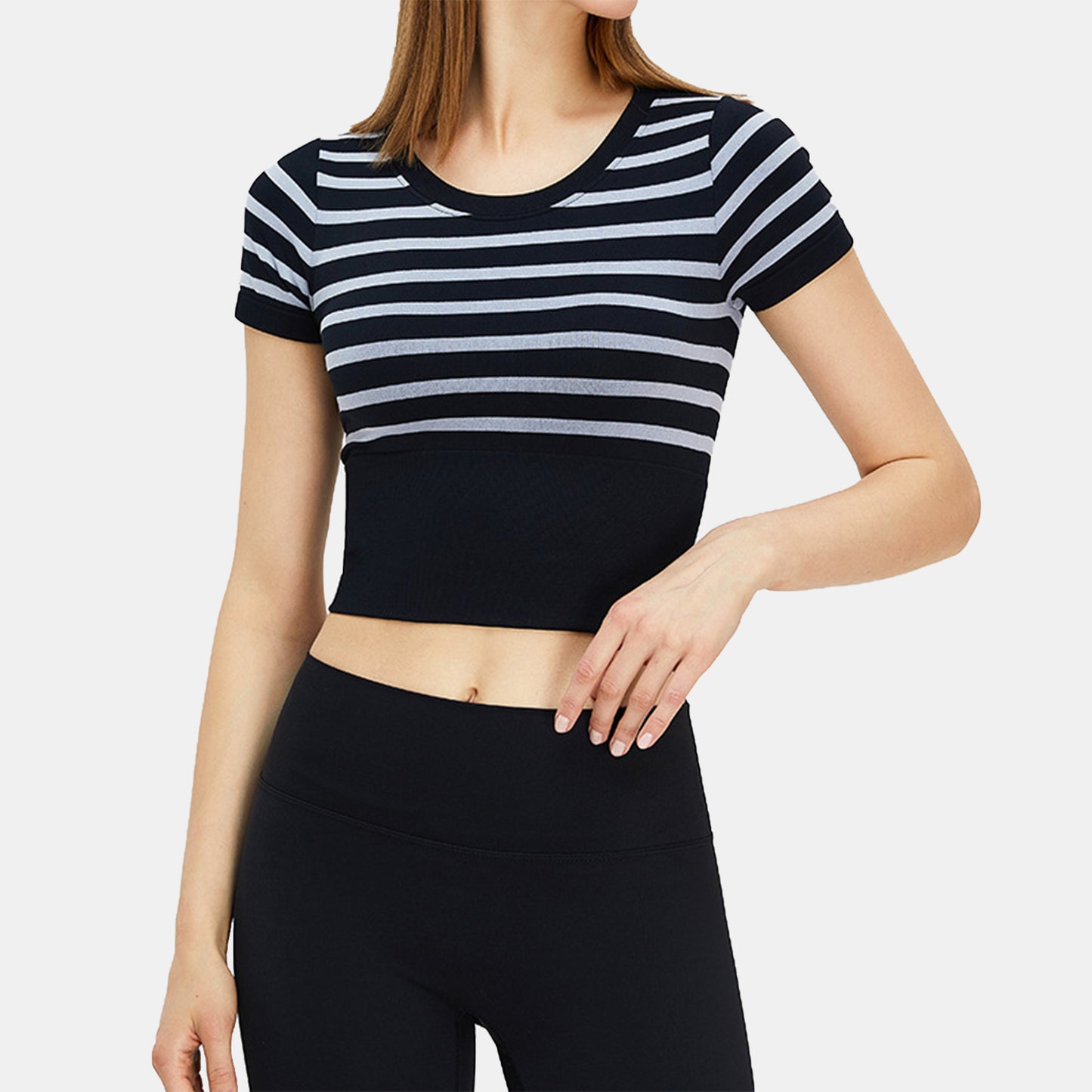 Stripe Short Sleeve Seamless Top