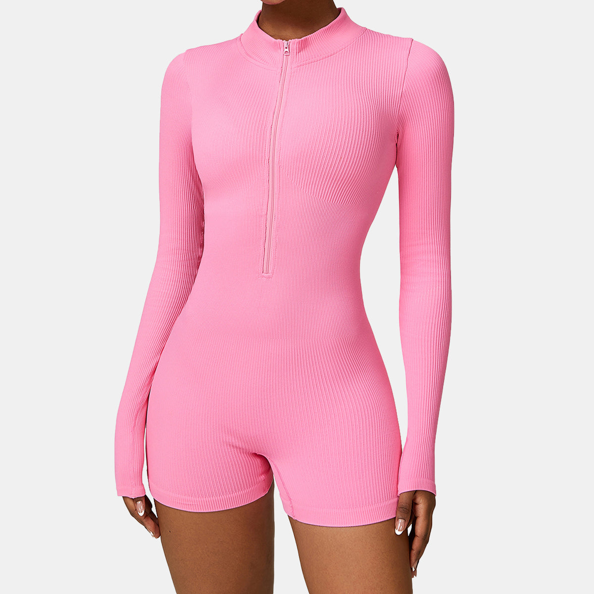 Seamless Zipper Long Sleeve Yoga Romper