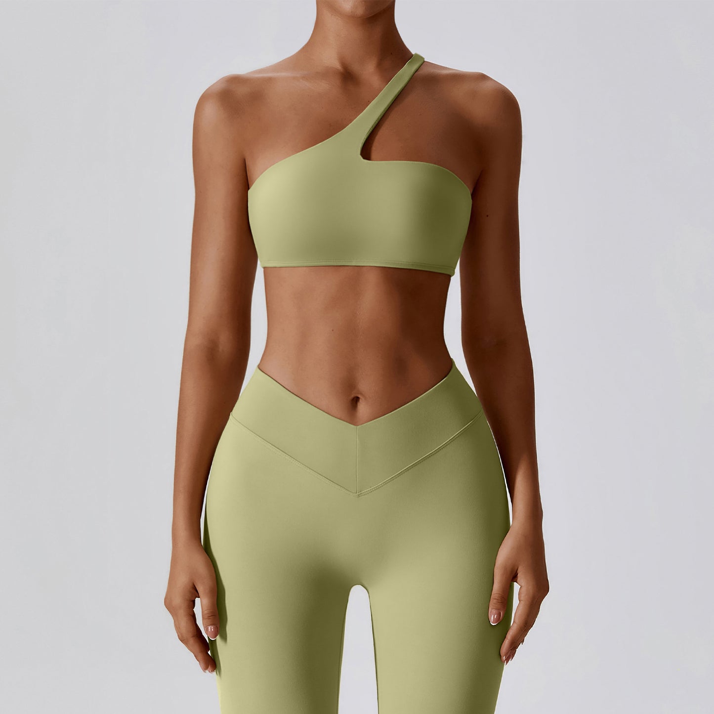 Irregular One Shoulder Workout Bra & Leggings Set