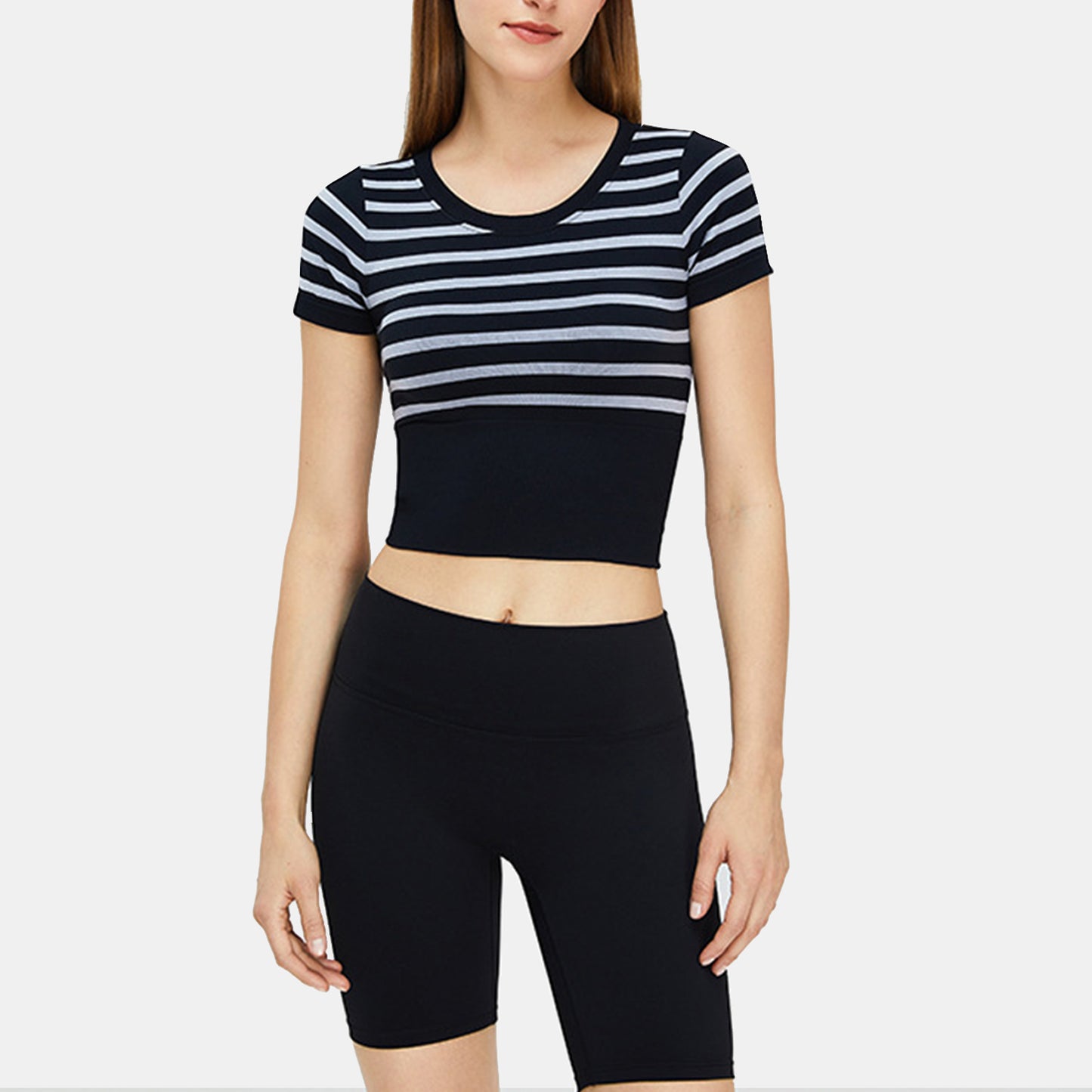 Stripe Short Sleeve Seamless Top