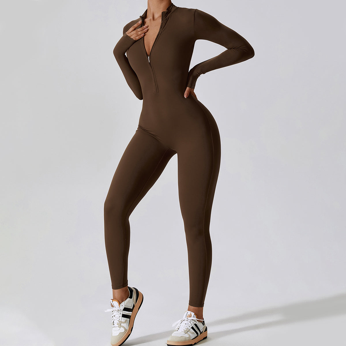 Zipper Long Sleeve Yoga Jumpsuit