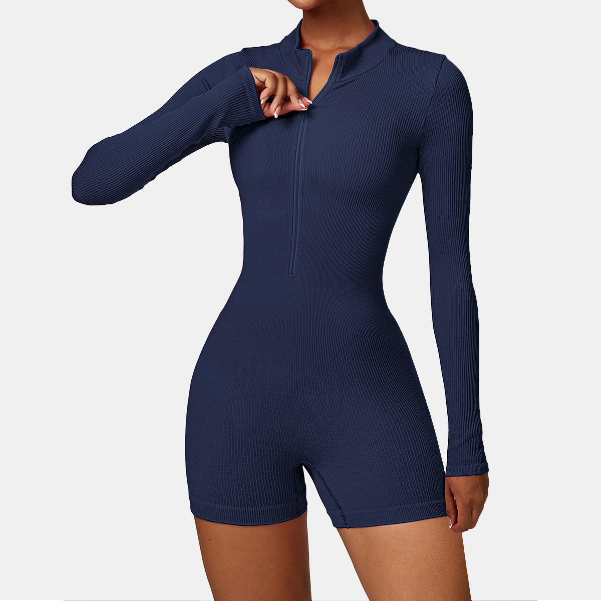 Seamless Zipper Long Sleeve Yoga Romper