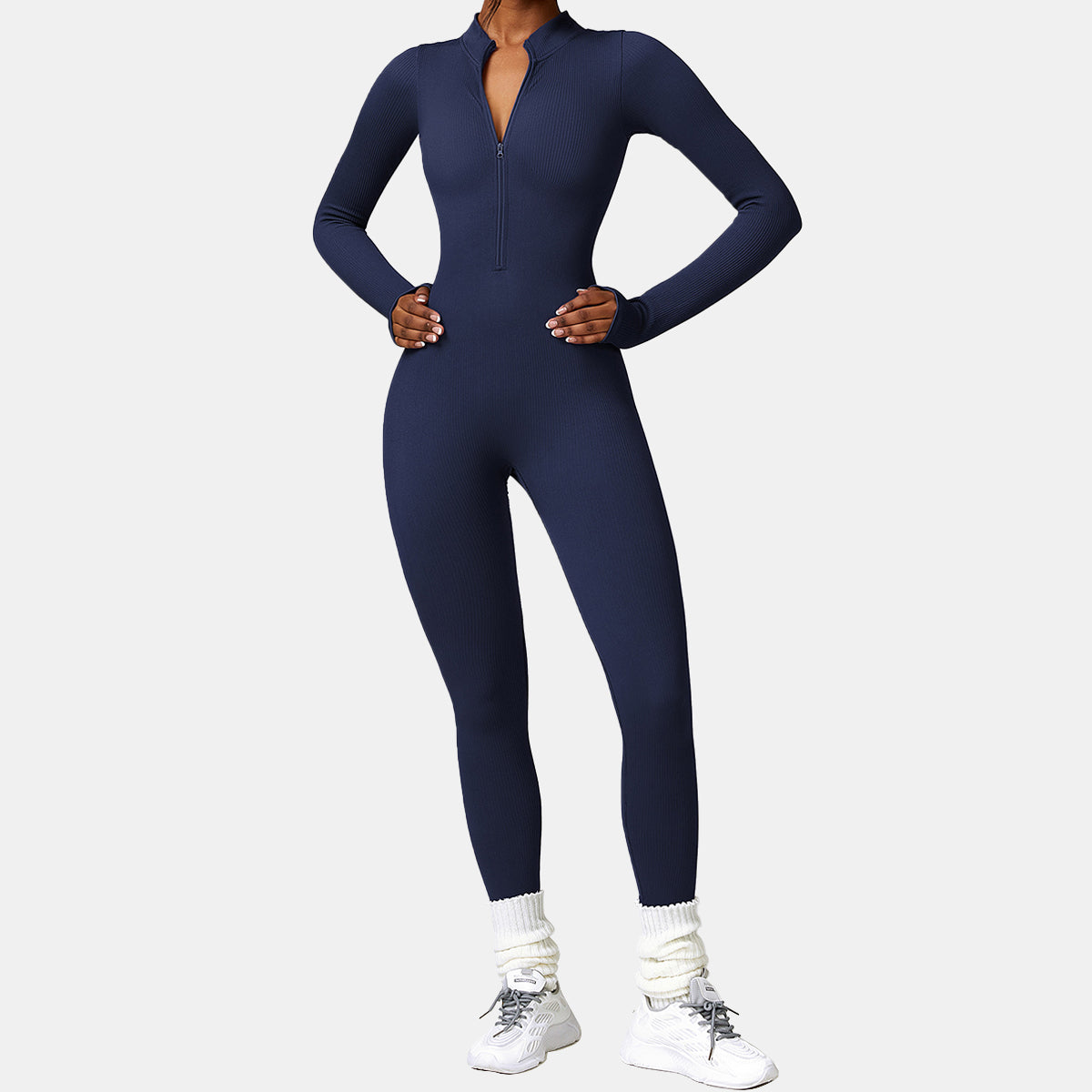 Seamless Zipper Long Sleeve Yoga Jumpsuit