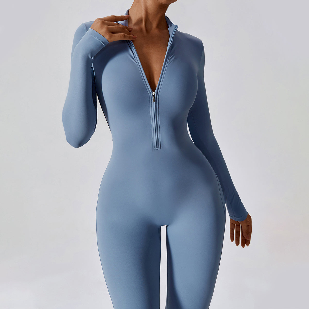 Zipper Long Sleeve Yoga Jumpsuit