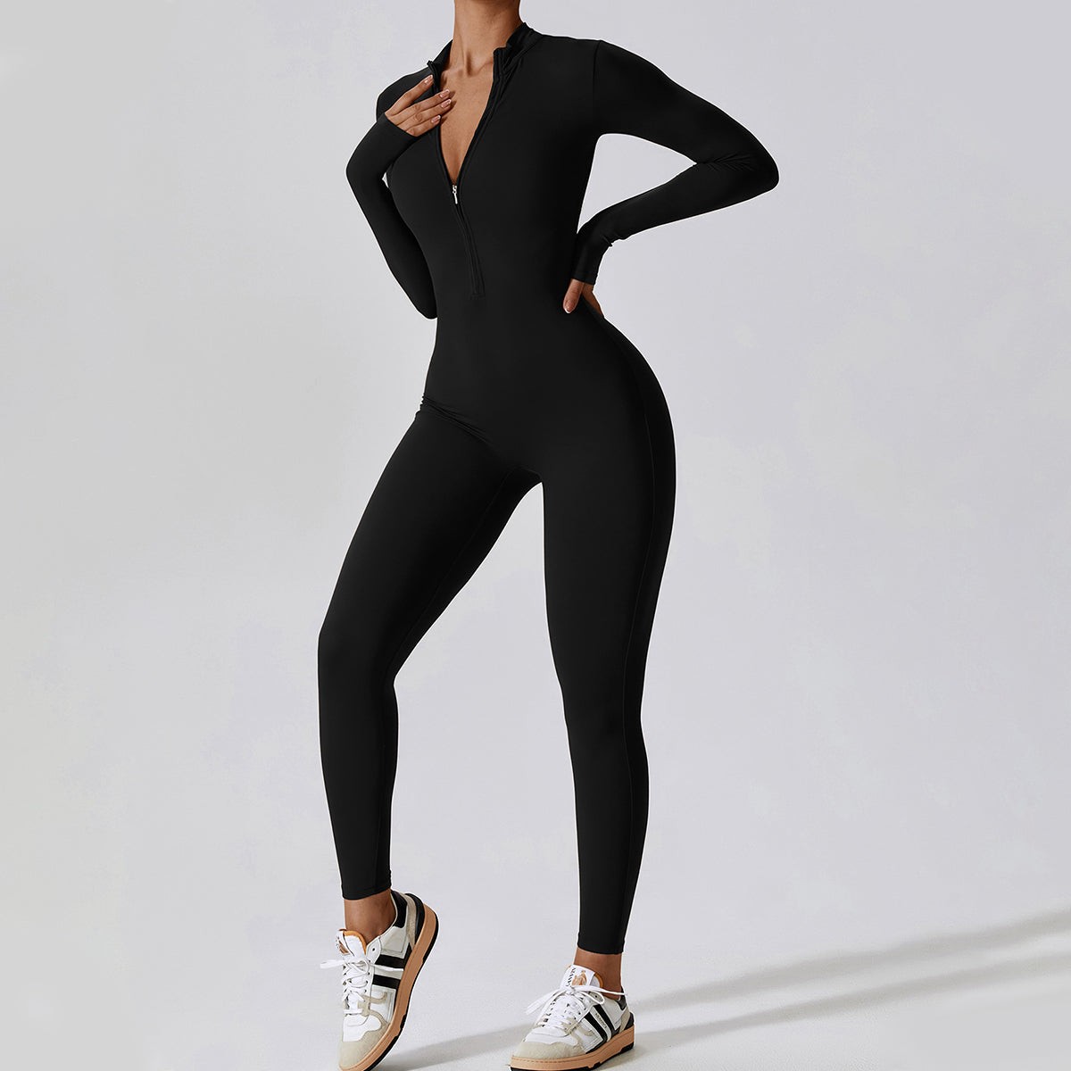 Zipper Long Sleeve Yoga Jumpsuit