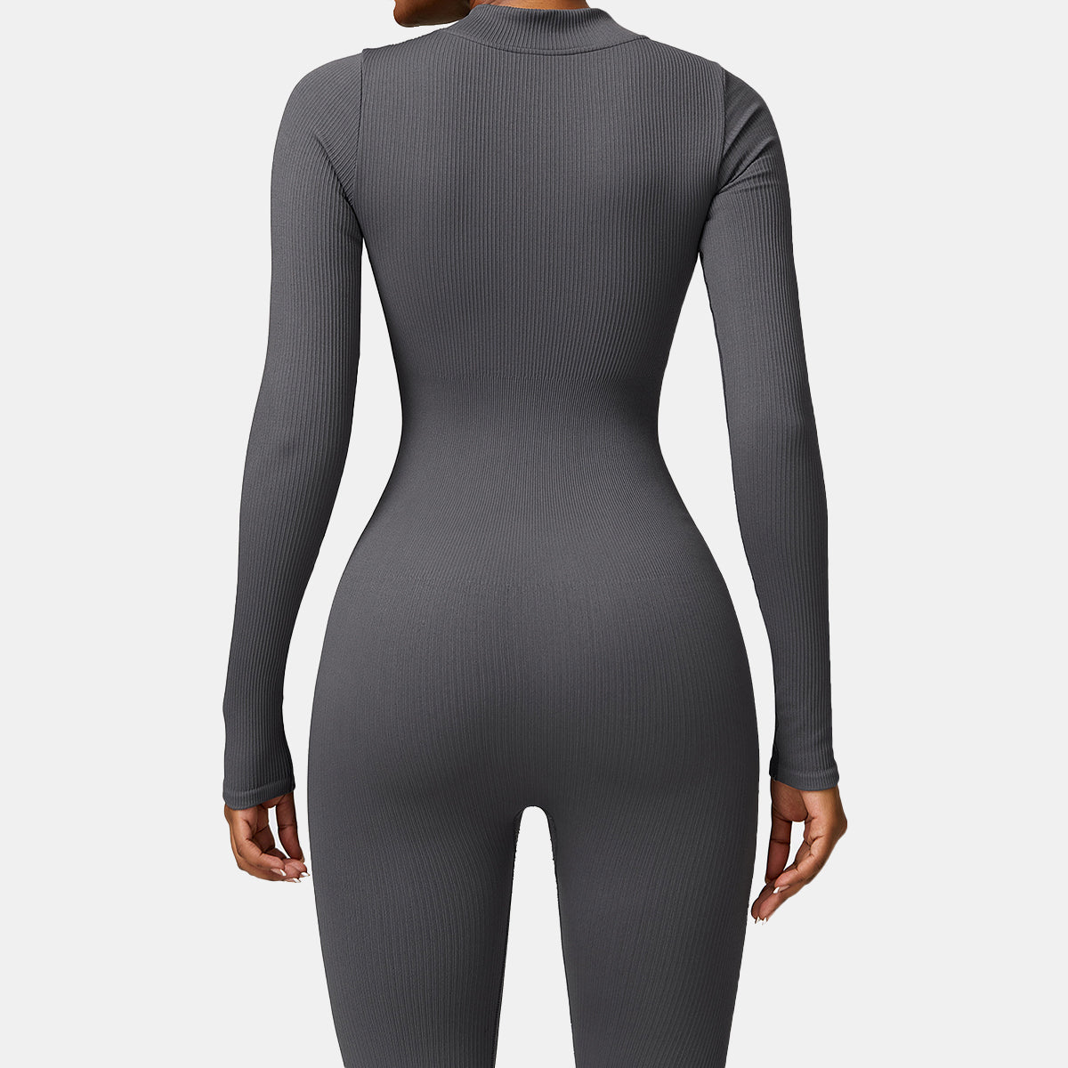 Seamless Zipper Long Sleeve Yoga Jumpsuit