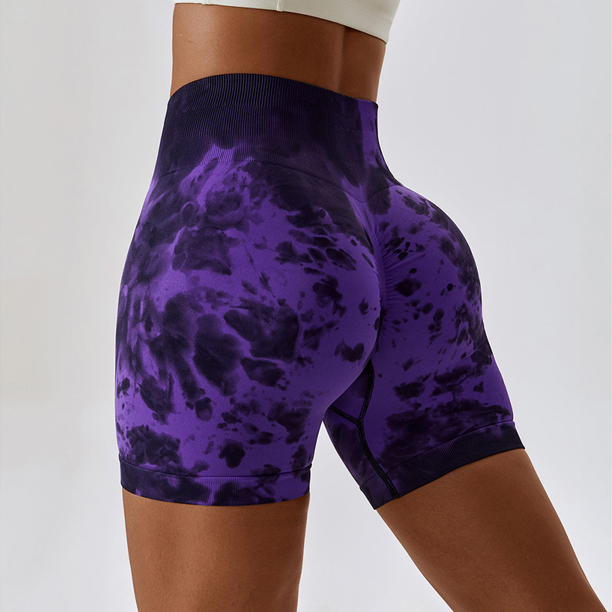 Tie-Dye Seamless High Waisted Shorts