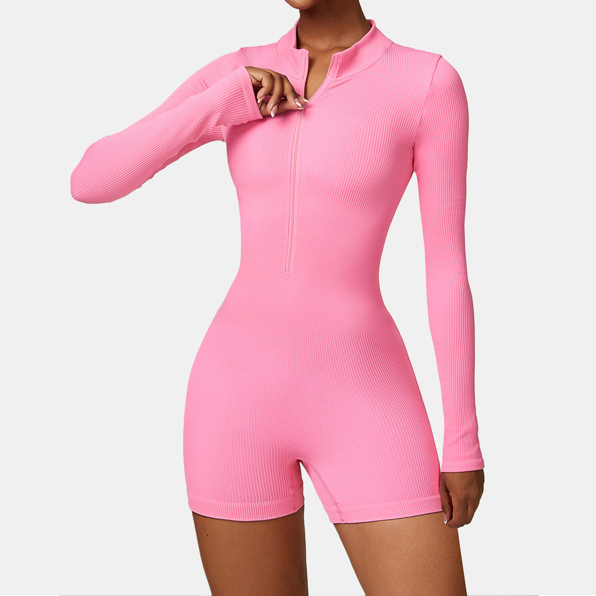 Seamless Zipper Long Sleeve Yoga Romper