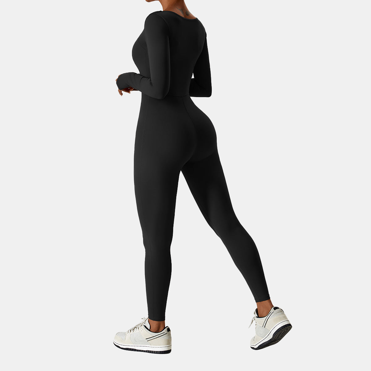 Square Neck Long Sleeve Yoga Jumpsuit