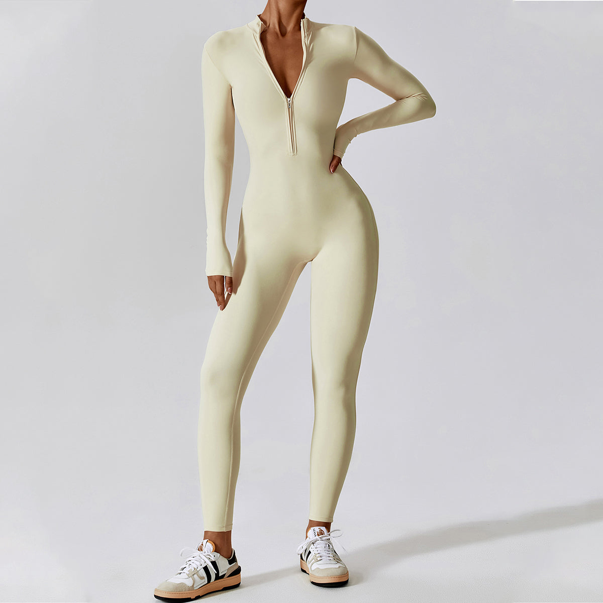 Zipper Long Sleeve Yoga Jumpsuit