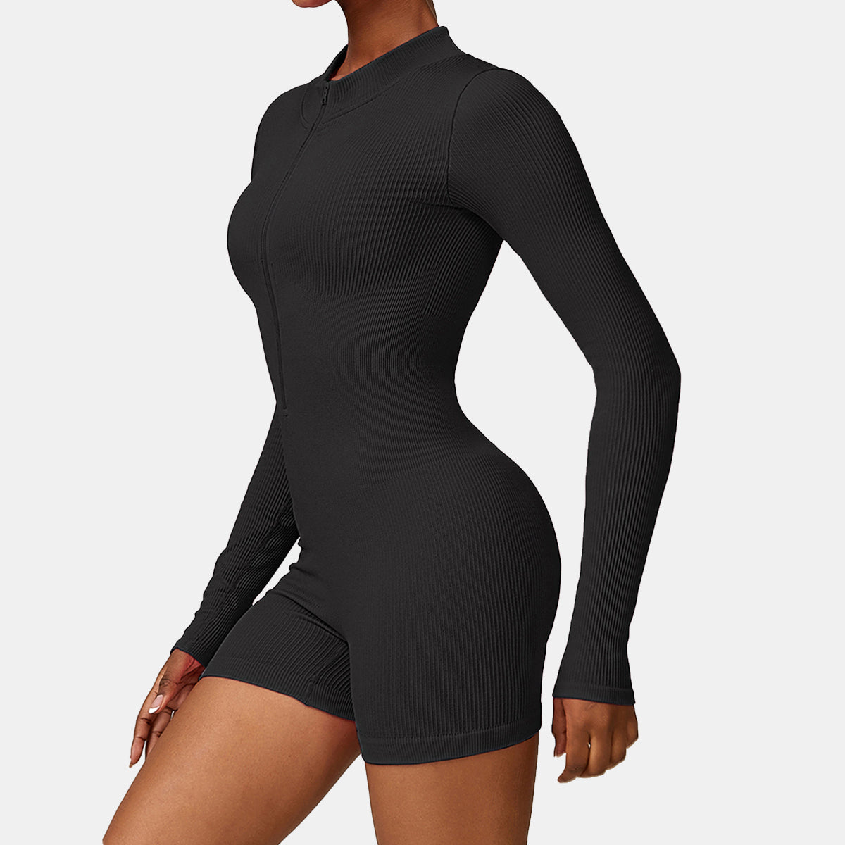 Seamless Zipper Long Sleeve Yoga Romper