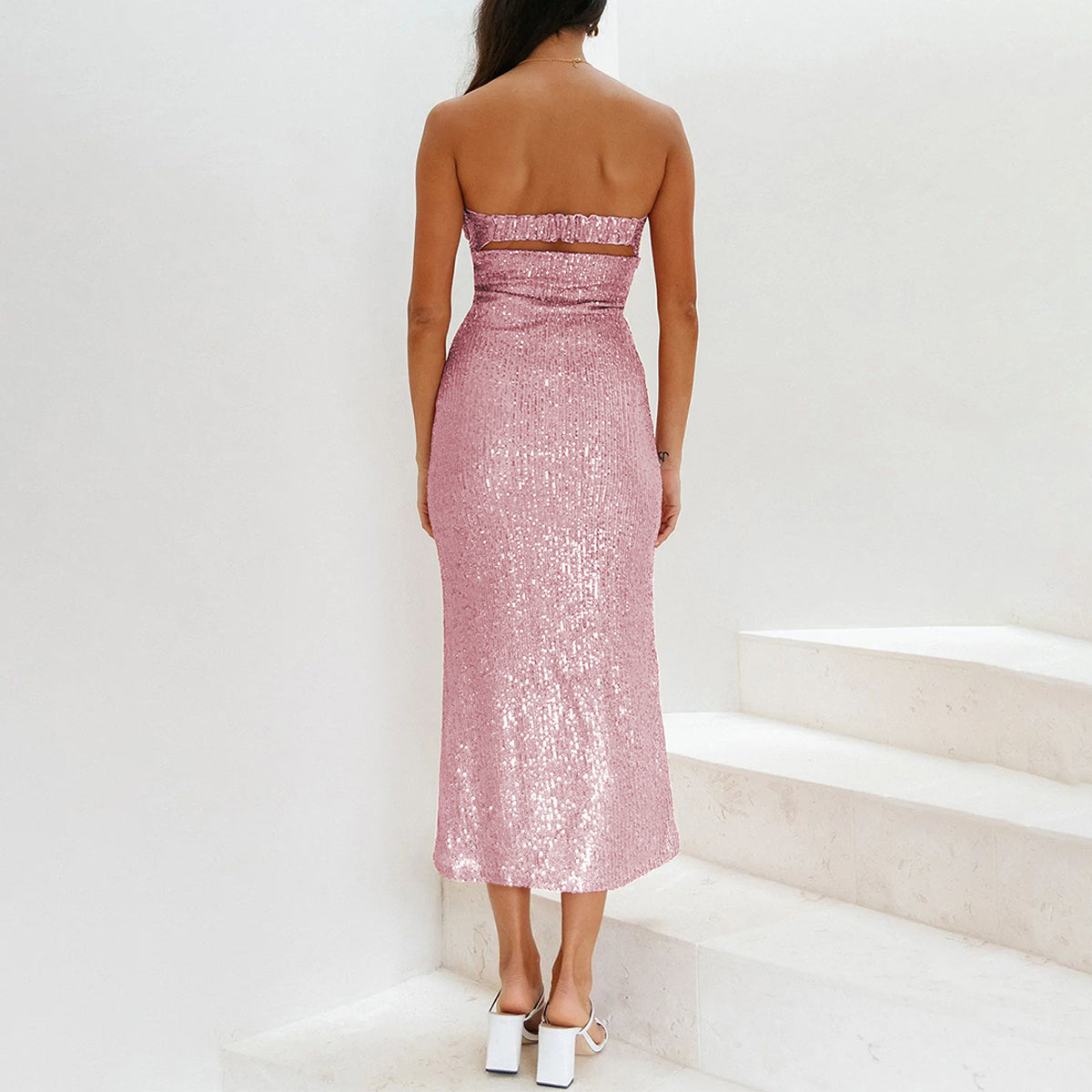 Sequin Strapless Maxi Dress