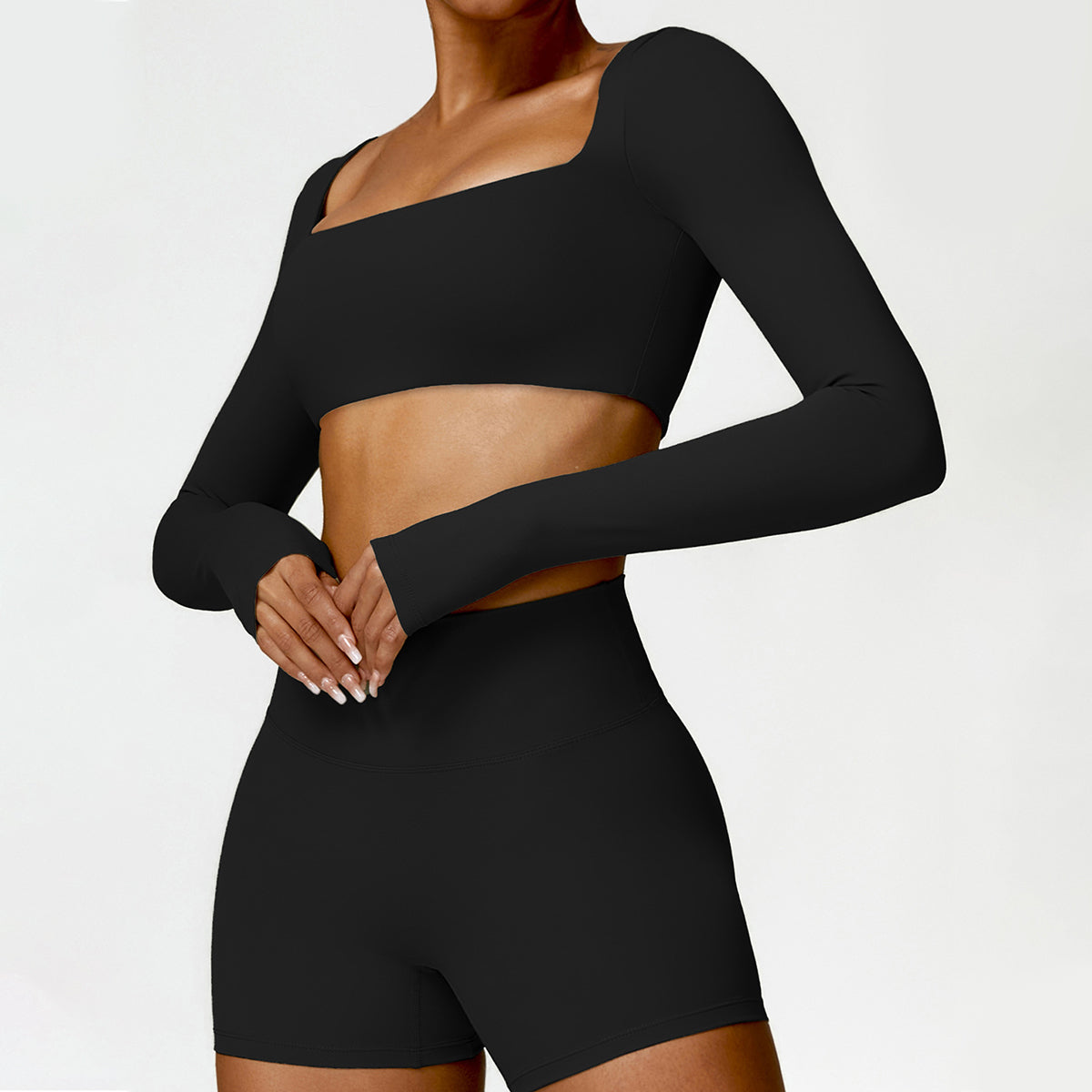 Long Sleeve Cropped Sports Top - Hutcheon