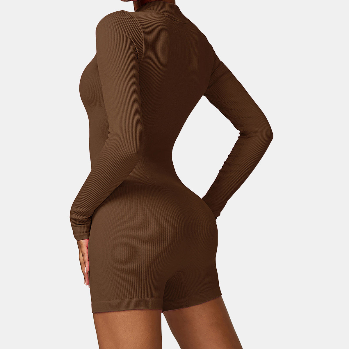 Seamless Zipper Long Sleeve Yoga Romper