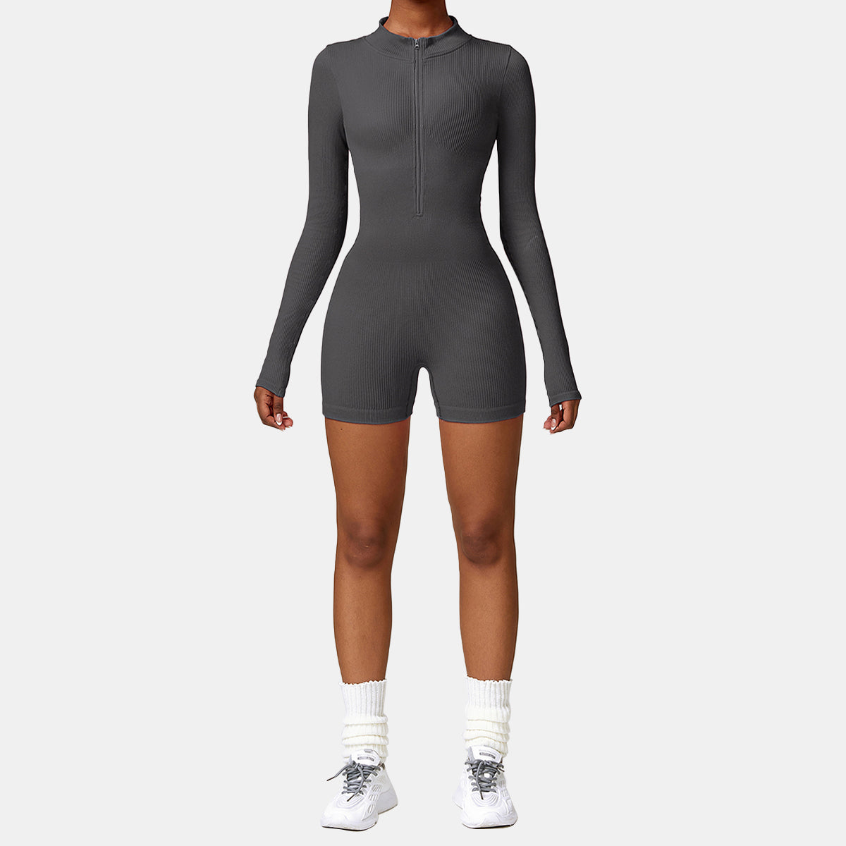 Seamless Zipper Long Sleeve Yoga Romper