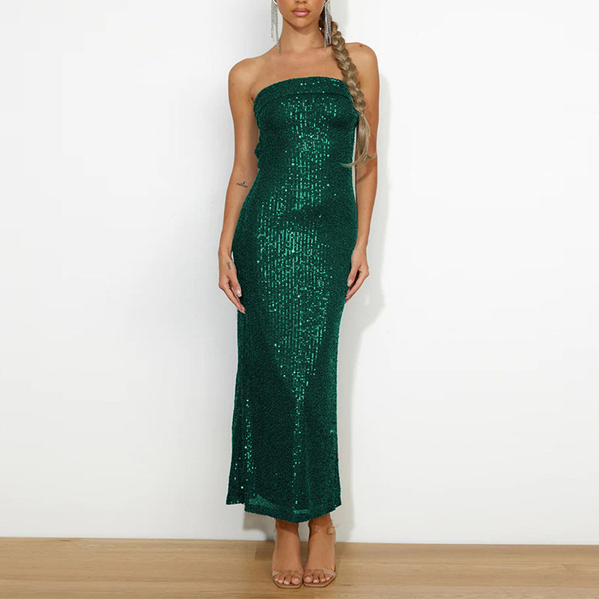 Sequin Strapless Maxi Dress