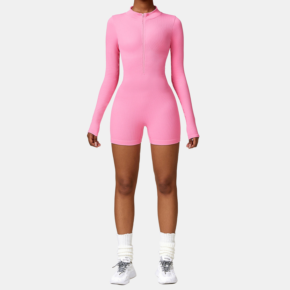 Seamless Zipper Long Sleeve Yoga Romper