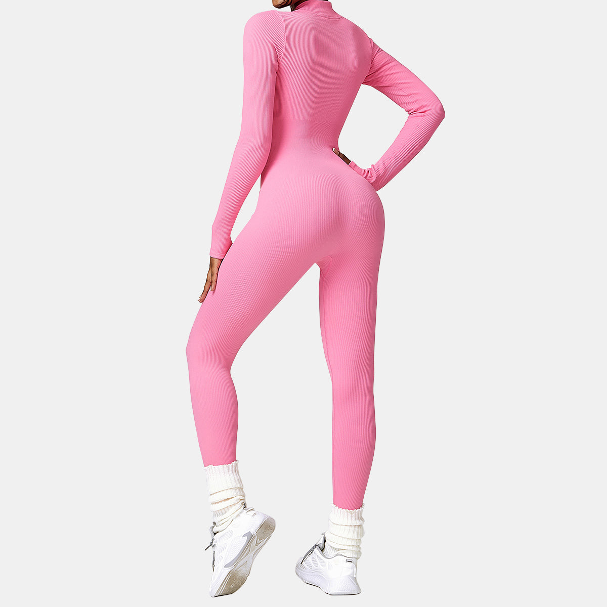 Seamless Zipper Long Sleeve Yoga Jumpsuit