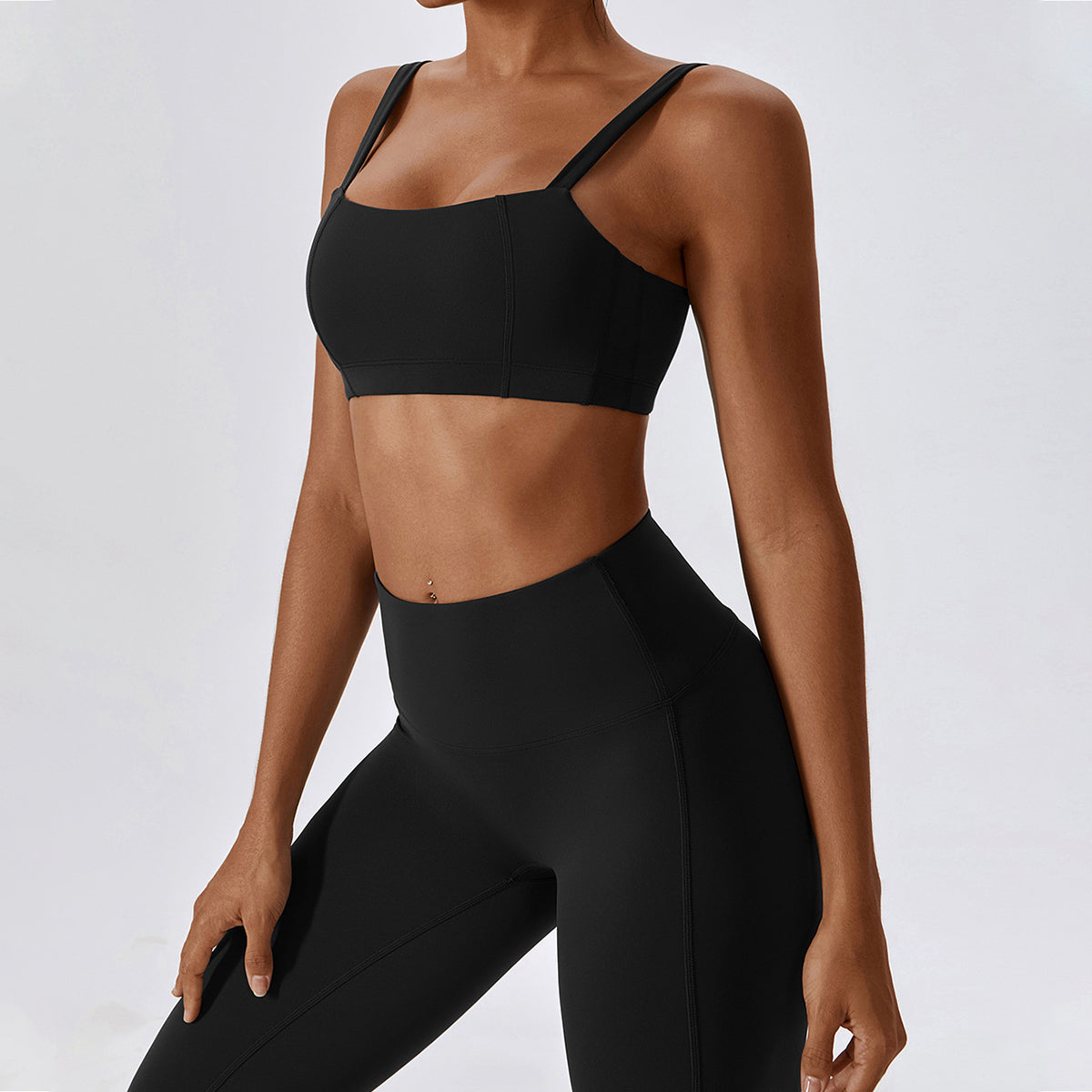 Square Neck Sports Bra - Cherri