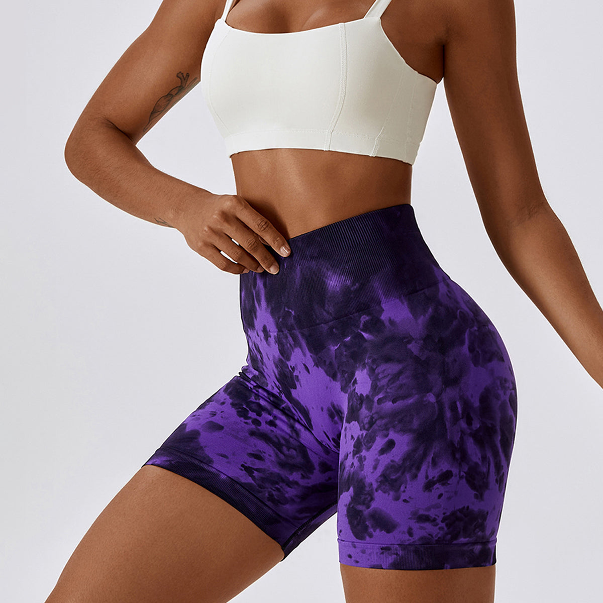 Tie-Dye Seamless High Waisted Shorts