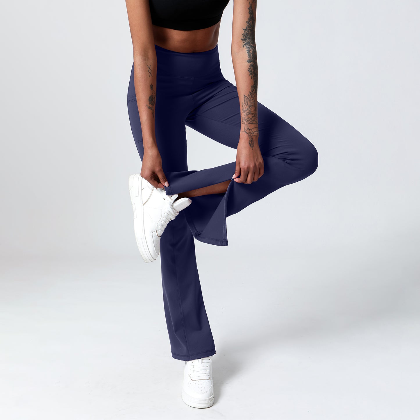 Pocket Split Hem Flare Leggings