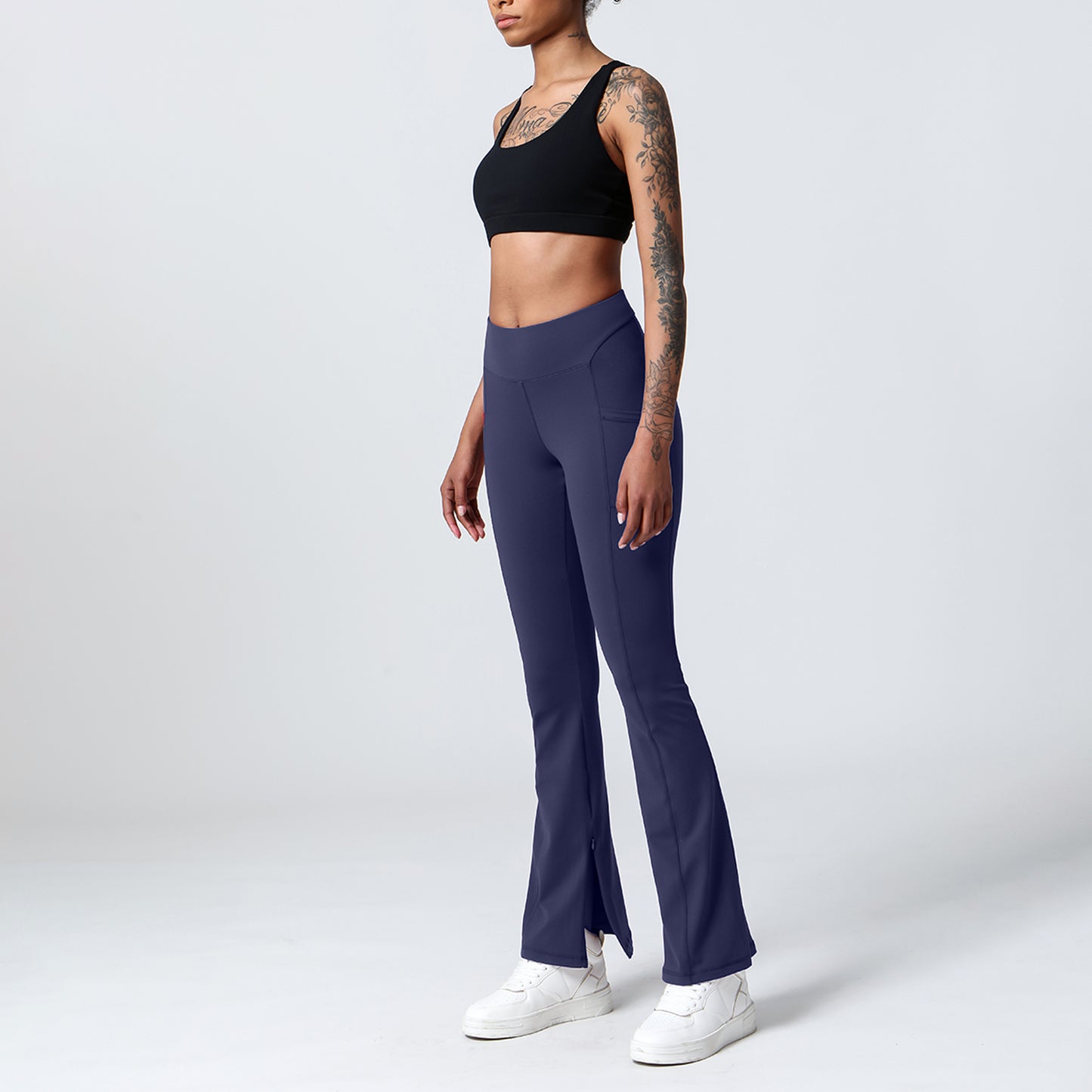 Pocket Split Hem Flare Leggings