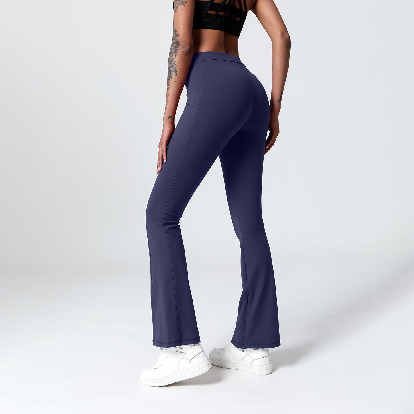 Pocket Split Hem Flare Leggings