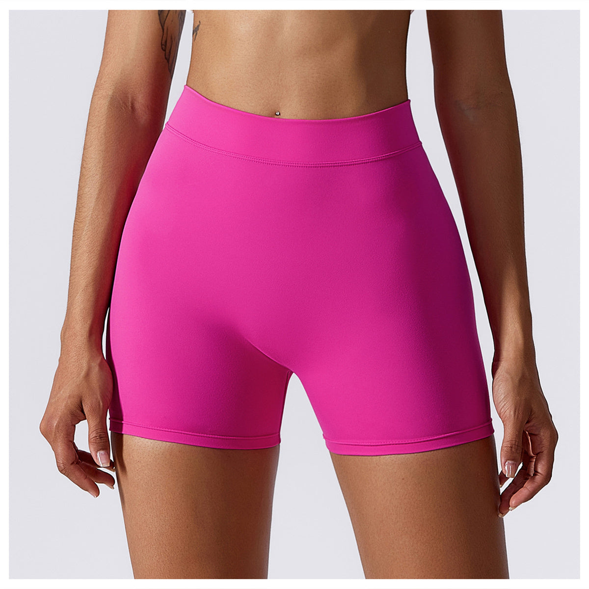 High Waisted V Shaped Ruched Yoga Shorts