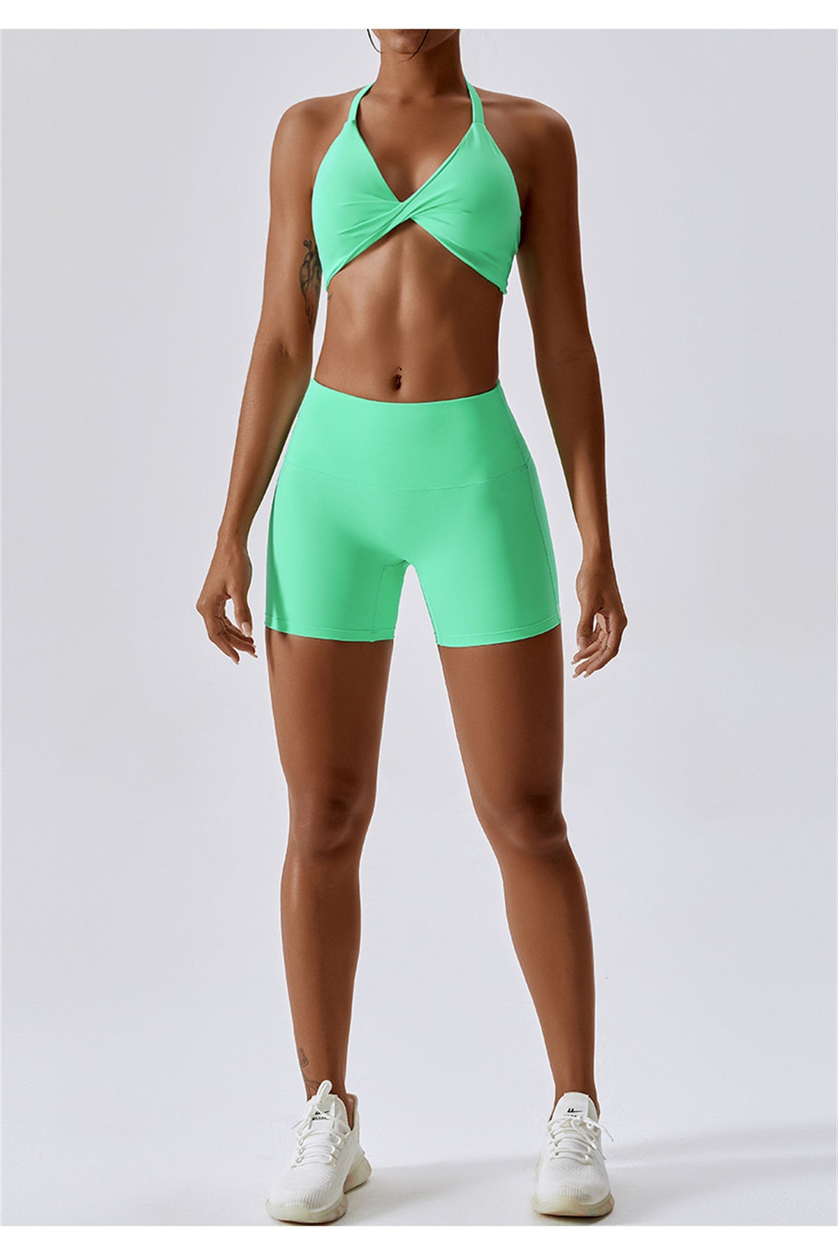 Twisted Backless Sports Bra & Shorts Set