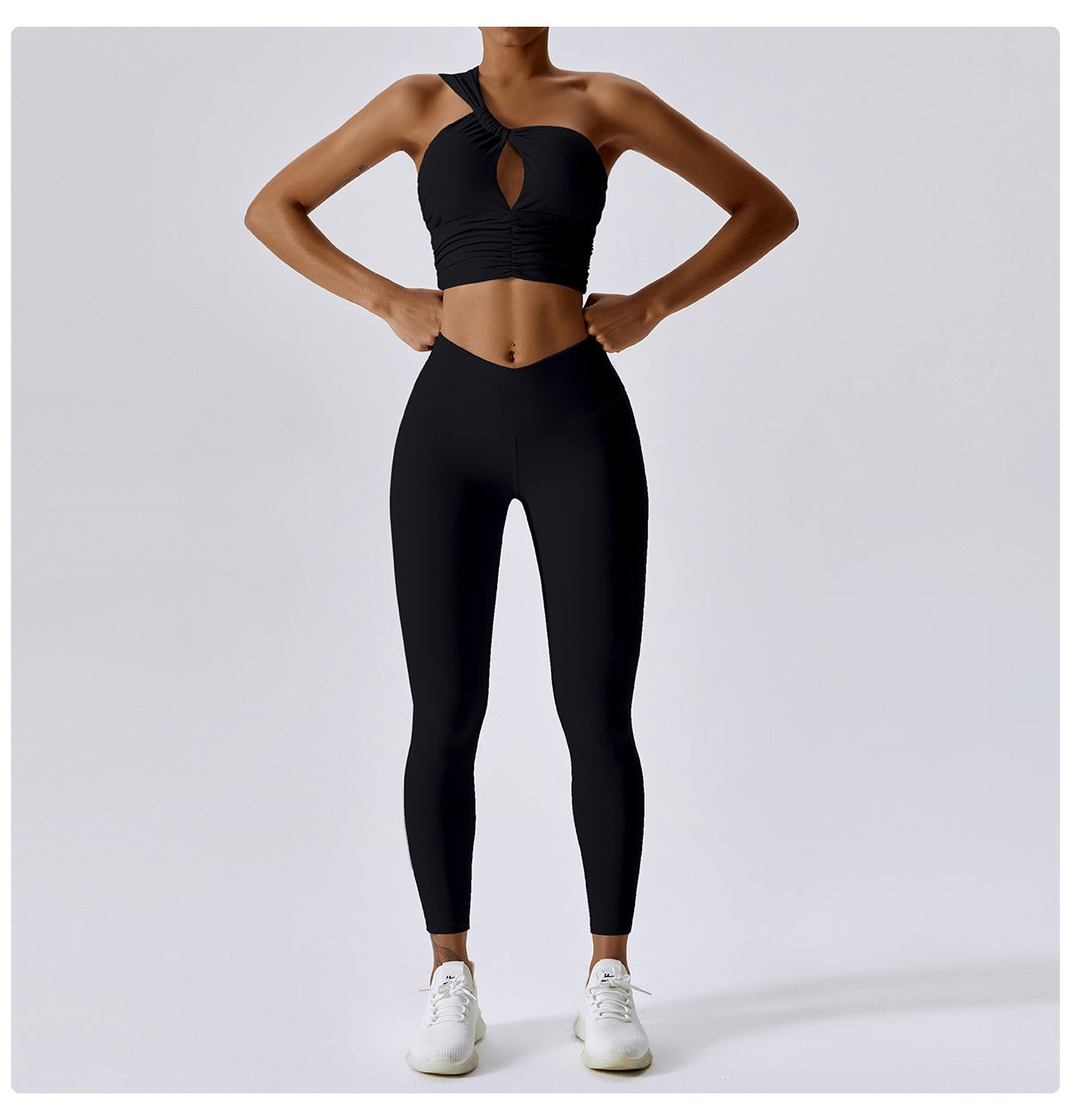 One Shoulder Ruched Sports Bra